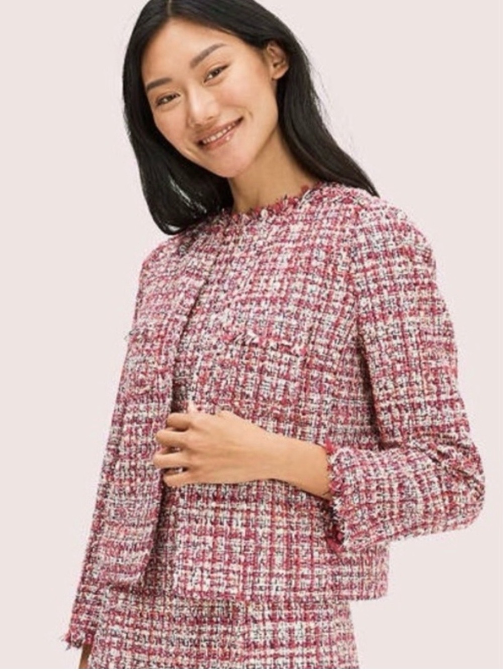 NWT KATE SPADE WISTERIA GARDEN PINK COMBO TWEED JACKET SIZE 0